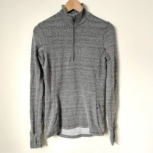 Lululemon Outrun 1/2 Zip Hazy Heather Heathered White Heathered Black - Picture 5 of 10